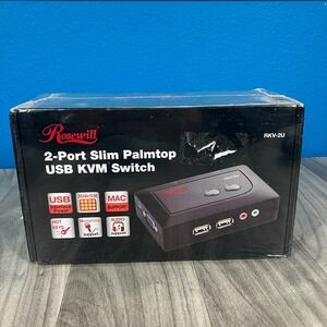 Rosewill USB KVM Switch 2 Port Slim Palmtop RKV-2U New Sealed